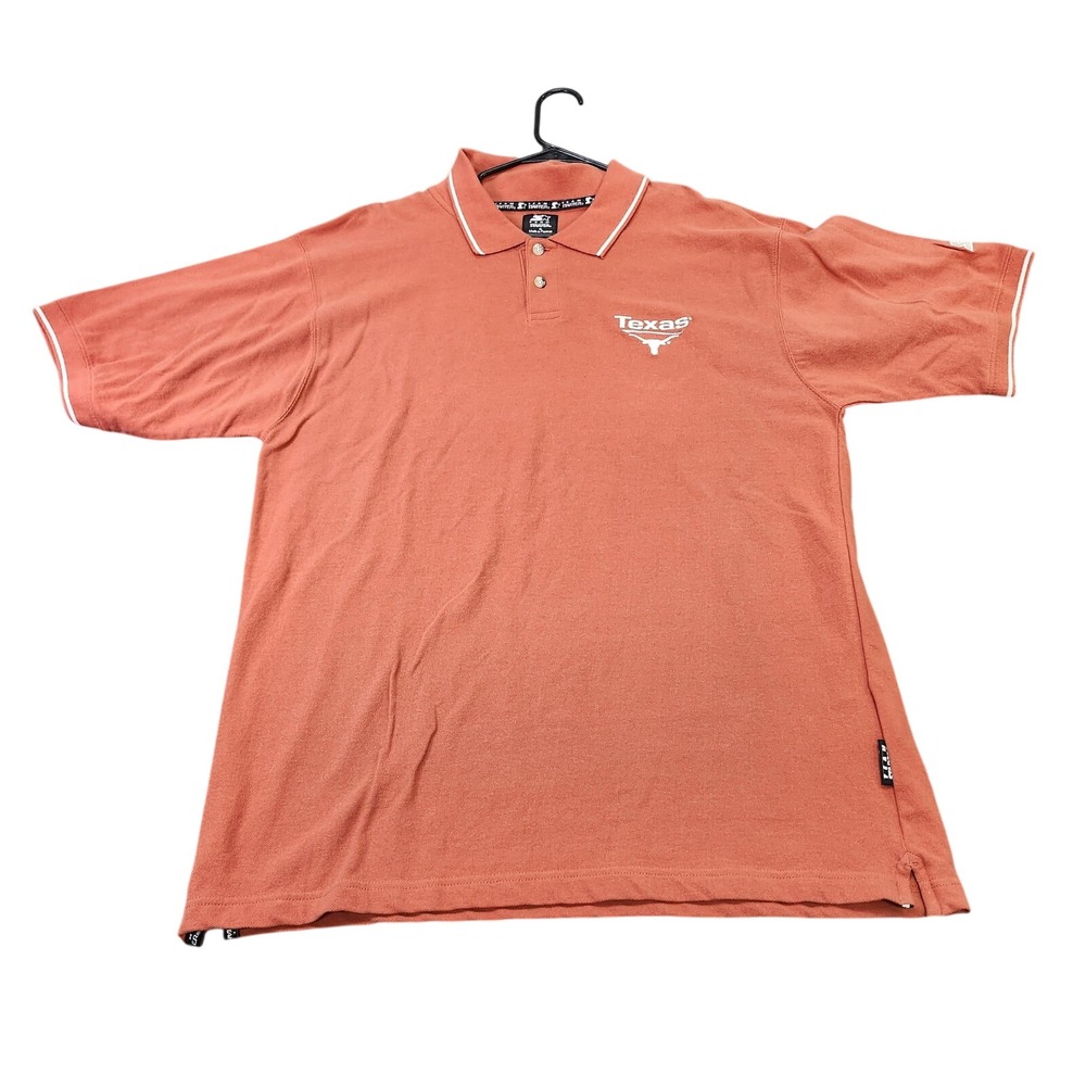 VINTAGE TEXAS LONGHORNS MENS XL BURNT ORANGE NCAA POLO STARTER EUC